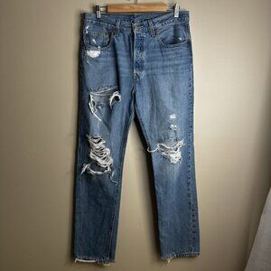 Levi's Distressed Blue Straight Leg Jeans